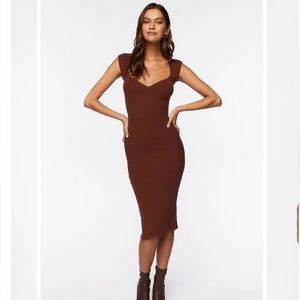 FOREVER 21. Sweater-knit midi dress with square/v-neckline.